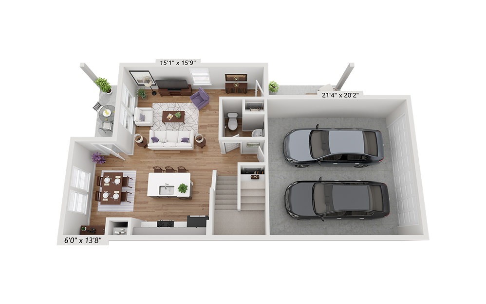 The Mustang - 3 bedroom floorplan layout with 2.5 bathrooms and 1465 square feet (Floor 1)