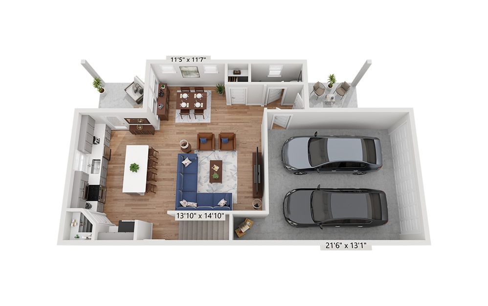 The Catalina - 4 bedroom floorplan layout with 2.5 baths and 1913 square feet. (Floor 1)