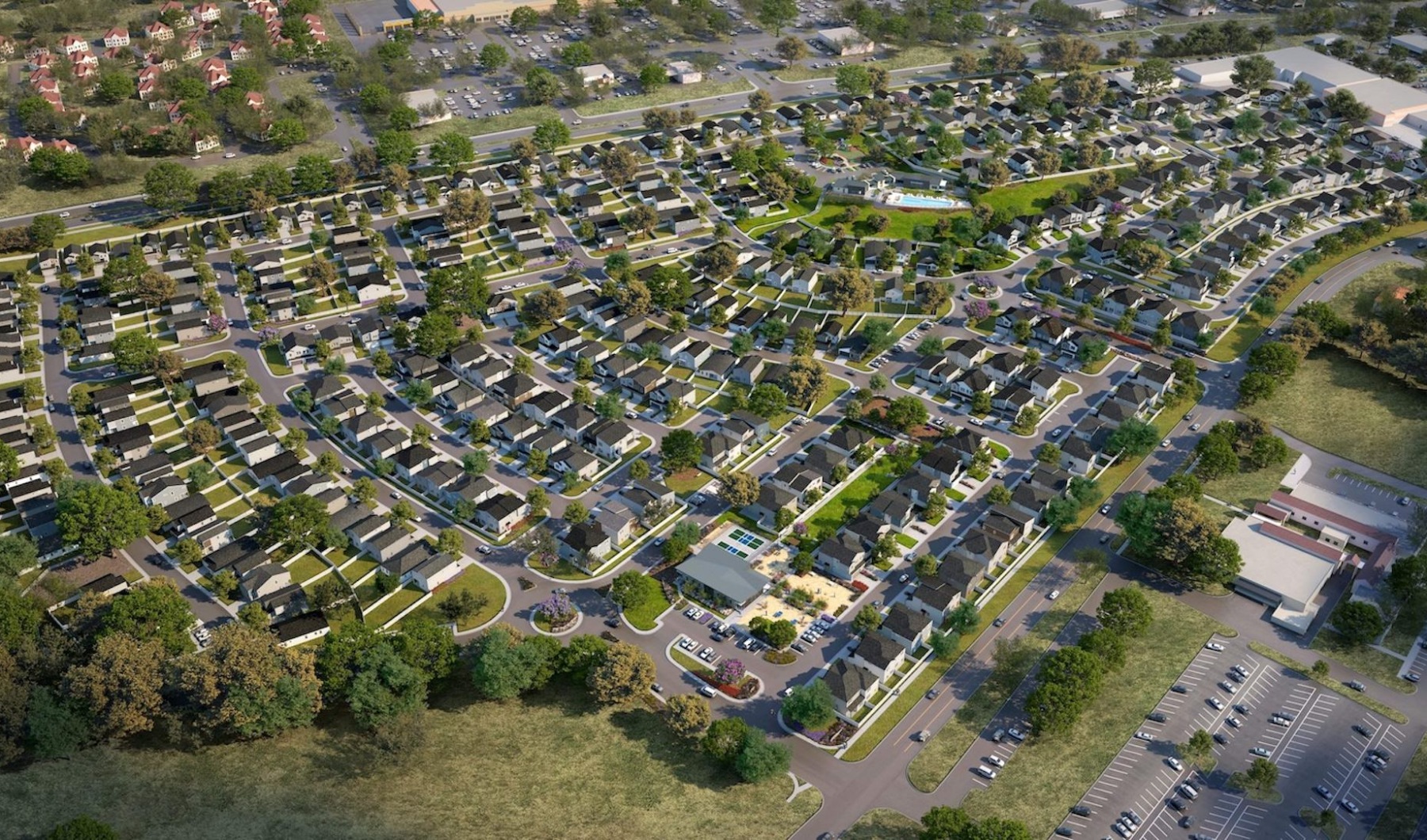 Find your perfect fit at Los Cielos at Brooks arial view of community